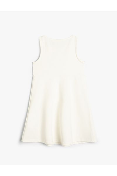 Koton Stone Detailed Midi Sleeveless Dress - Round Neck Viscose Fabric