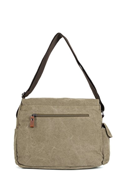 Necati Çanta Khaki 15.6 Inch Waterproof Canvas Bag Postman with Laptop Compartment