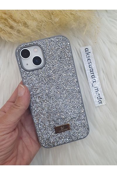 Aksesuarda Moda Luxury Branded Swrovski Case with Stone Compatible with iPhone 13 - 14 - 15