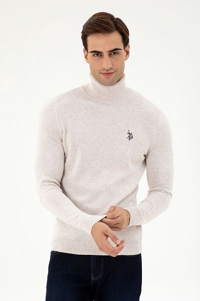 U.S. Polo Assn. Men's Stone Melange Basic Sweater 50293523 -Vr225