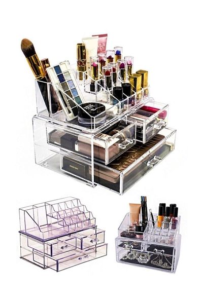 Comprox 18 Compartment Makeup Organizer Organizer Set with 2 Drawers