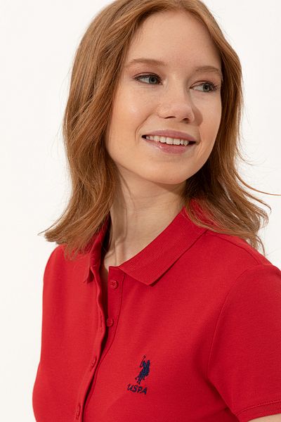 U.S. Polo Assn. Women's Red Basic Polo Neck T-Shirt 50246326 -Vr171