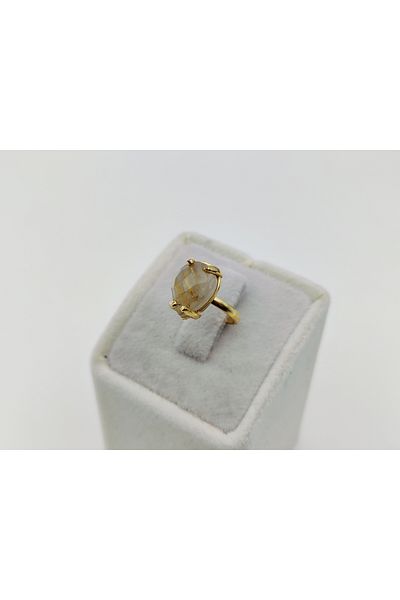 Alina Jewelry Adjustable Gemstone Ring |   Rose Quartz, Ruby, Moonstone, Green Quartz and Rutil Quartz