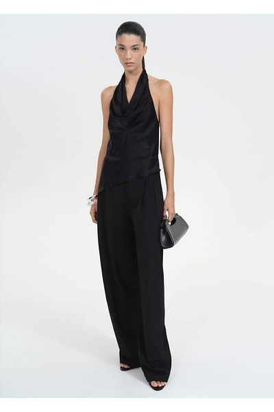 MANGO Woman Drape Satin Open Back Blouse
