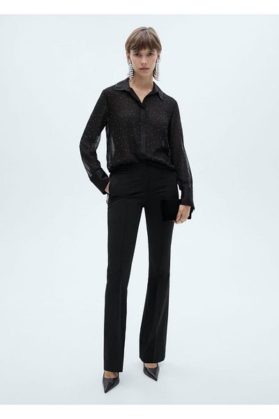 MANGO Woman Semi Sheer Studded Shirt