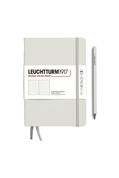 Leuchtturm1917 Leuchttrum 1917 Medium(A5) Sert Kapak, 251 Numaralandırılmış Çizgisiz Sayfa Defter Light Grey 367246