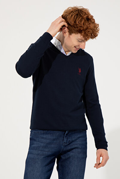 U.S. Polo Assn. Чоловічий синій базовий светр 50253445-VR033