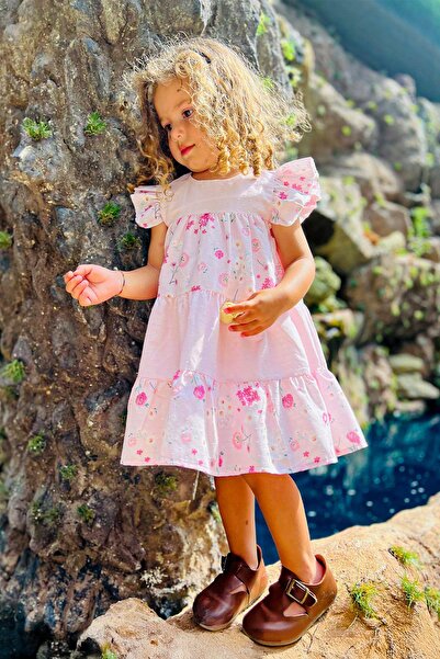 LULU Kids " Akasya " Çiçek Desenli Kolsuz Yazlık Kız Çocuk Elbise