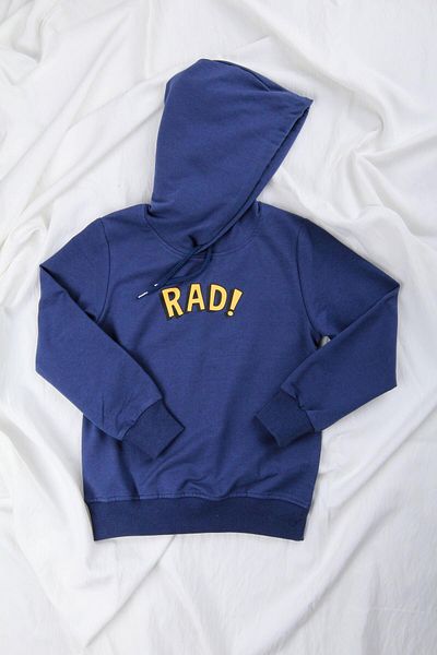Perendi Hanorac cu glugă albastru cu imprimeu Rad, cu croiala relaxată