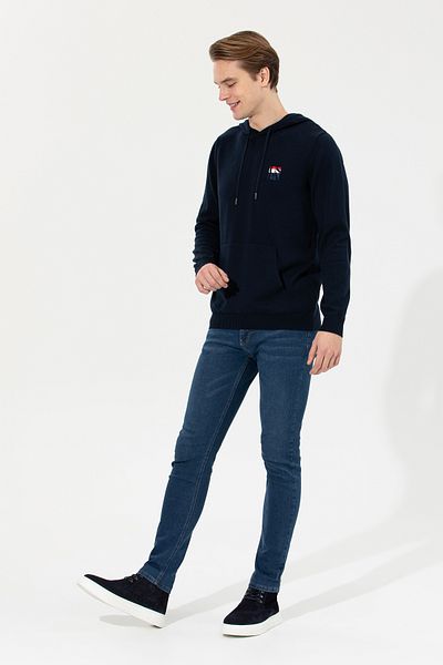 U.S. Polo Assn. Мъжки тъмносин плетен пуловер с качулка 50253781-VR033