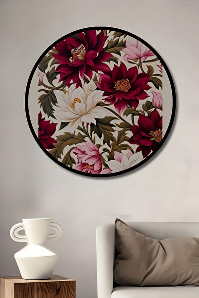 Teona Ahşap Tablou decorativ cu cadru rotund din lemn William Morris Paradis ...