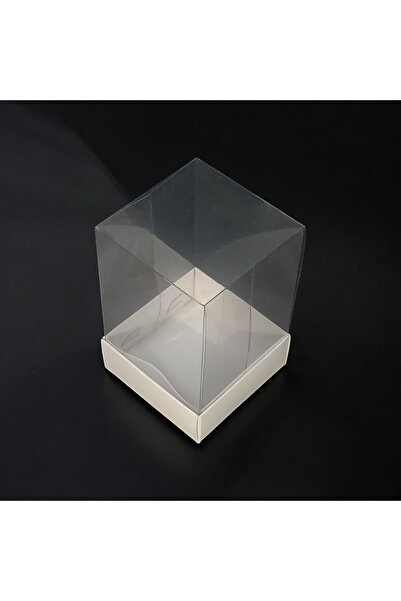 BOXSTATION 8x8x12 Asetat Kapaklı Gold/Kraft/Beyaz Kutu 10 Adet