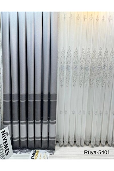NİVEMESHOME Nivemeshome Dream Ft 671477   Silver V-5401 1/3 Κλείσιμο πλισέ κουρτίνα φόντου Apm