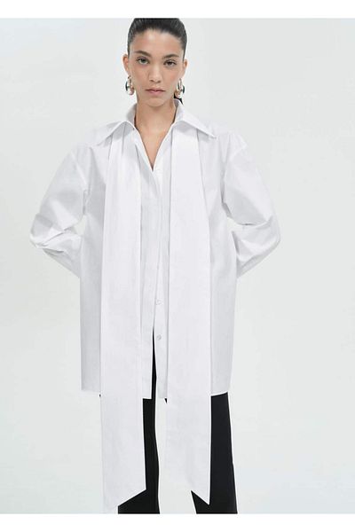MANGO Woman Μπλούζα με δεμένη λεπτομέρεια oversize