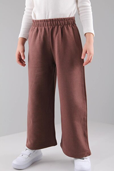 Perendi Brown Wide Cut Comfortable Girls' Sweatpants