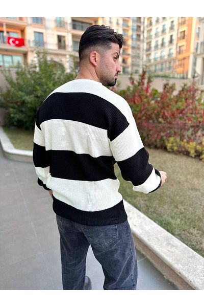 elkumoda Цветен естествен памучен плетен пуловер - голям размер без плискане
