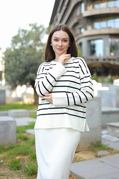 TUSSE Women's Striped Classic Skirt Large Size Knitwear Set