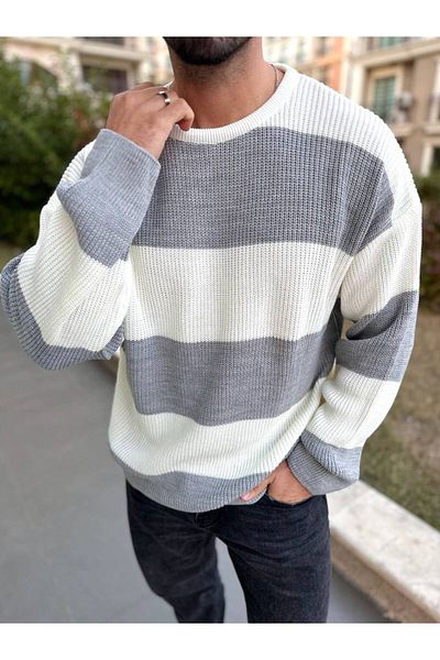 elkumoda Χρωματιστό Φυσικό Βαμβακερό Πλέξιμο - Oversize Πουλόβερ Χωρίς Φραγή