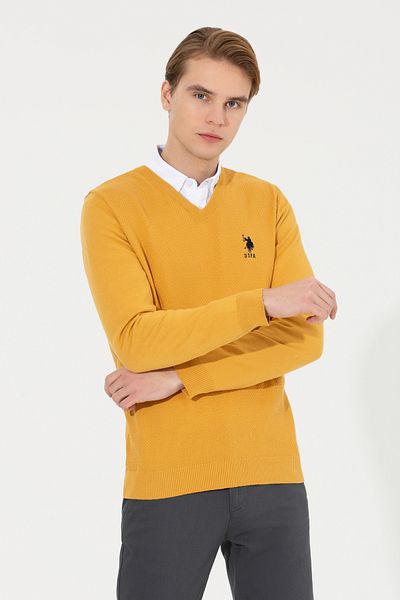 U.S. Polo Assn. Ανδρικό πουλόβερ με λαιμόκοψη V με λαιμόκοψη βασικά πλεκτά 50251877 -vr043
