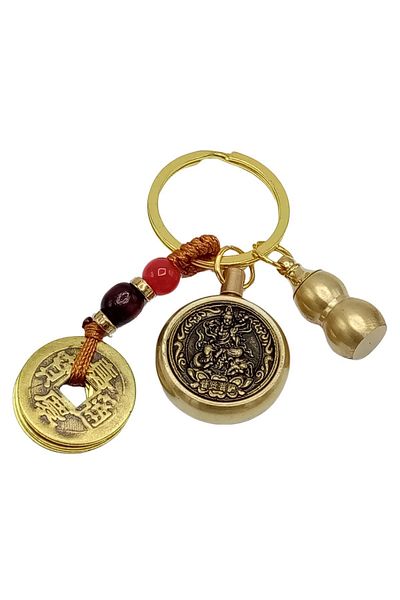 Dünyadan Hediyeler Feng Shui Metal Keychain Triple Figure - No.2