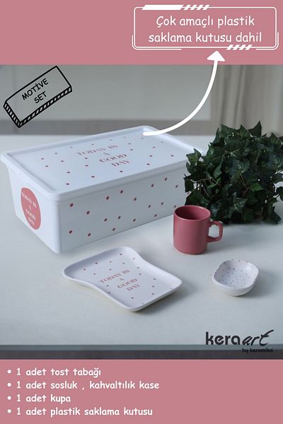 Keramika Set for Breakfast and Toast, Motive Figure 3+1 Pieces