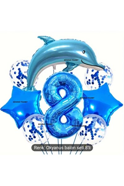 DÜVENCİ TİCARET SET BALON OCEAN ALBASTRU SET BALON DE FOLIE DE DOLPHIN DE CUL...