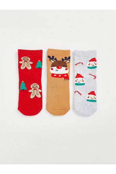 LC Waikiki LCW baby New Year Themed Baby Boy Socks 3-Piece