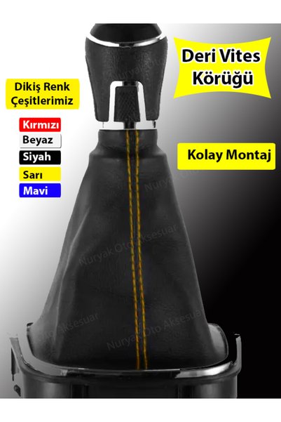 Nuryak Oto Aksesuar Renault Twingo Compatible Yellow Stitching Gear Shift Gaiter