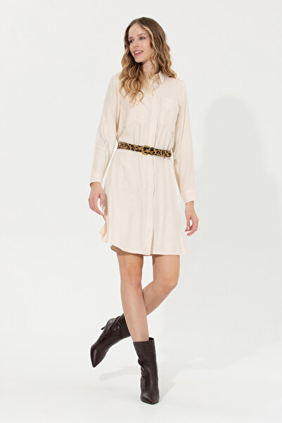 U.S. Polo Assn. Kadın Krem Dokuma Elbise 50256634-VR071