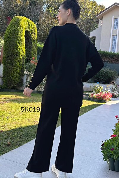 İnce Topuk Knitwear Set Button Detailed - 5K019