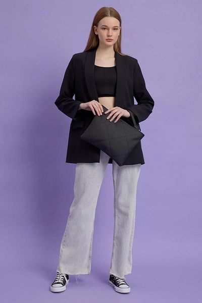 Skygo Black Quilted Leather Women's Clutch Bag
