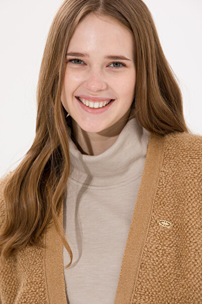 U.S. Polo Assn. Kadın Camel Melanj Triko Hırka 50261324-VR122