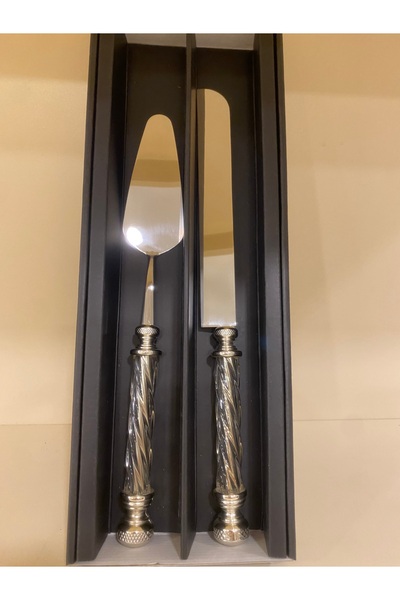 PLUS HOME SERVİS PASTA SETİ 2'Lİ KRİSTAL MODEL GÜMÜŞ