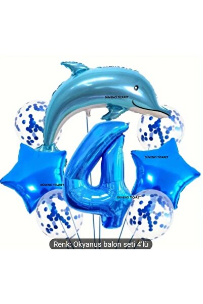 DÜVENCİ TİCARET SET BALON OCEAN ALBASTRU SET BALON DE FOLIE DE DOLPHIN DE CUL...