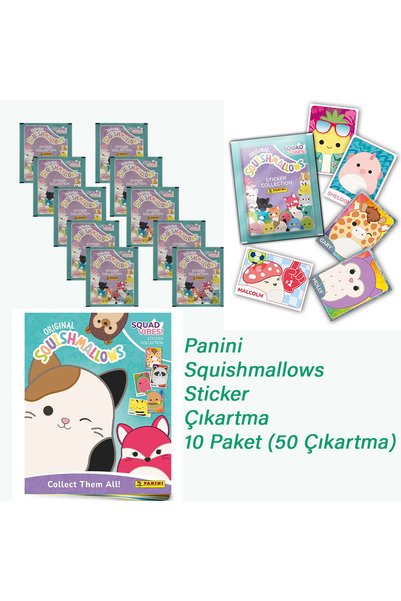 karinabest Panini Squishmallows Sticker Çıkartma - 10 Paket ( 50 Adet Sticker )