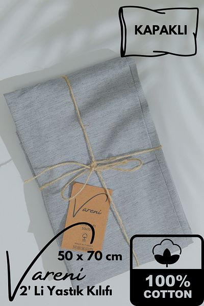 vosvera 100% Cotton Covered Flap Pillowcases 2 Pieces 50X70 cm Gray