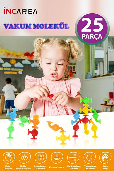 İNCAREA 25 Pieces Vacuum Molecule Building Blocks - Fidget Sensory Educational Toy