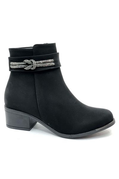 Kids Club Shoes Mehtap Fancy Classic Γυναικείες Μπότες με Πέτρινη Λεπτομέρεια ΜΑΥΡΟ