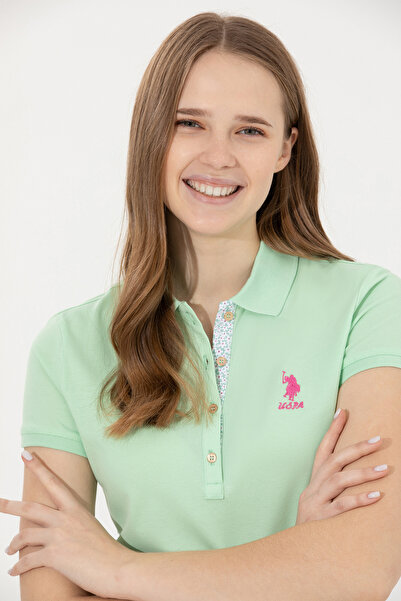 U.S. Polo Assn. Women's Mint Basic Polo Neck T-Shirt 50255457 -Vr090
