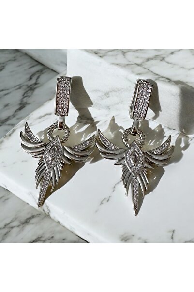 alsaccessories حلق نسائي فضي اللون من حجر الزركون الصلب الزمرد فينيكس تشاجلا ...