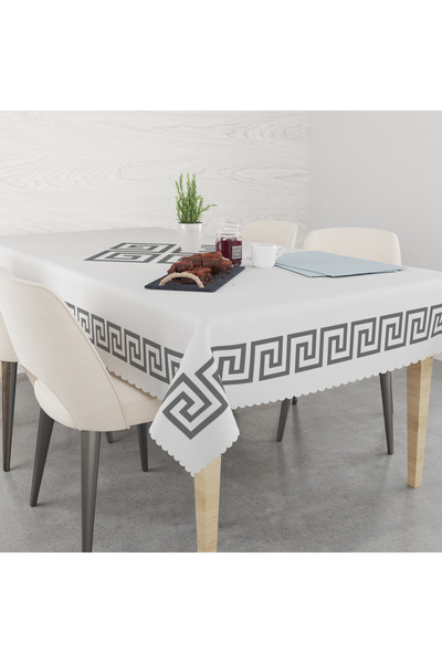 yok yok evim eve dair her şey مفرش طاولة منقوش باللون الرمادي