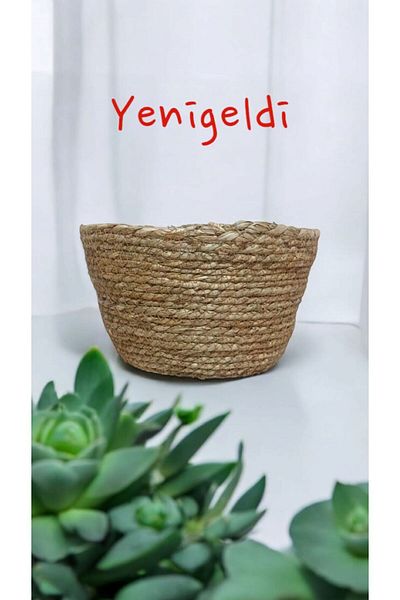 Yenigeldi Кръгла плетена кошница за съхранение - 1 брой, без дръжка, нова 240039mb