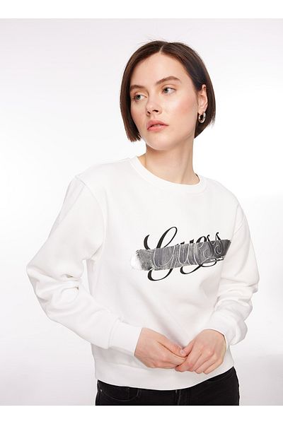Guess Round Neck White Women's Sweatshirt W4rq15k9z21-g011