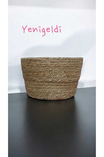 Yenigeldi Кръгла плетена кошница за съхранение - 1 брой, без дръжка, нова 240039k