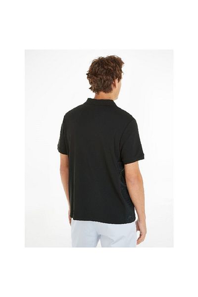 Calvin Klein Men's Black Polo Neck Mixed Media Interlock T-Shirt