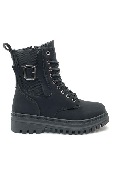 Kids Club Shoes Mehtap Διακοσμητική Πόρπη Λεπτομερή αντιολισθητική σόλα Γυναικείες Μπότες ΜΑΥΡΟ