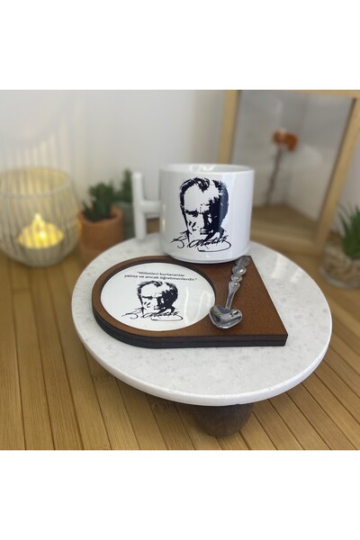 Tasarım Öğretmenler gününe özel Ahşap altlıklı set