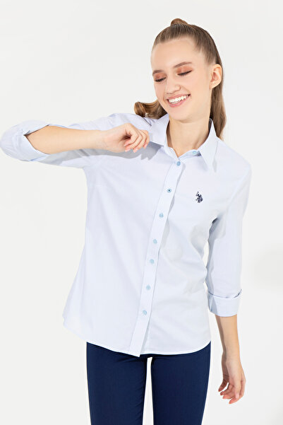 U.S. Polo Assn. Γυναικείο μακρυμάνικο πουκάμισο ανοιχτό μπλε βασικό 50256716-...