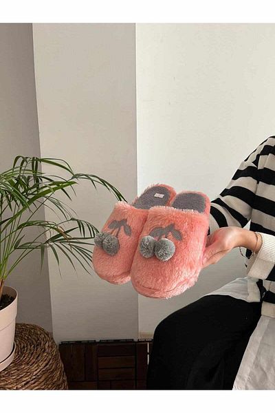 Behtah Kundura Fluffy Cherry Slippers - Γυναικείες παντόφλες σπιτιών, γούνινες παντόφλες και πακέτο προίκας