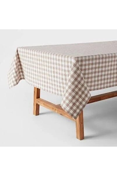 EVYA Gingham Duck Linen Tablecloth 130X170 cm Stain Resistant Fabric 4-6 People